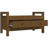 vidaXL Flurbank Honigbraun 80x40x43 cm aus massivem Kiefernholz - Sitzbänke mit 2 Schubladen für reichlich Stauraum, ideal für Flure und Eingangsbereiche. Hergestellt aus massivem Kiefernholz für eine rustikale Optik und stabile Nutzung.