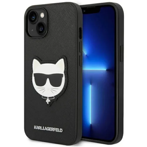 Karl Lagerfeld Schutzhülle Apple iPhone 14 Plus Schwarz Saffiano Ikonik Hülle