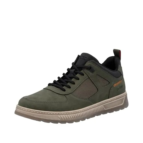RIEKER Herren Sneaker Gr. 41 in Schwarz und Khaki - Sneaker von RIEKER aus Nubuklederimitat und Textil, ideal für den Alltag mit gepolstertem Schaftrand für zusätzlichen Komfort.