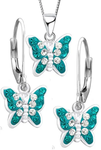 Limana Schmuckset Mädchen - 925 Sterling Silber Schmetterling Ohrringe & Kette mit Zirkonia - Modisches Schmuckset für Mädchen aus hochwertigem 925 Sterling Silber. Mit einem verspielten Schmetterlingsdesign und bunten Zirkonia-Steinen, ideal für besondere Anlässe und den Alltag.