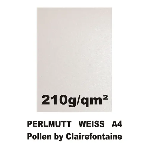 Blatt Metallic Perlmutt Weiss 210g Karton A4 Pollen Clairefontaine Einladung 10