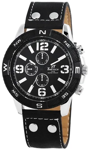 Herrenuhr Armbanduhr Kunstlederarmband schwarz Chronolook Analog Quartzwerk