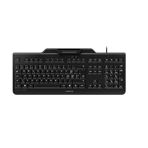 CHERRY KC 1000 SC - Kabelgebundene Security-Tastatur mit Kartenleser - Sichere Kabeltastatur mit integriertem Smartcard-Terminal für elektronische Signaturen und Authentifizierung. Flaches Design, Plug & Play, ideal für Sicherheitsanwendungen.