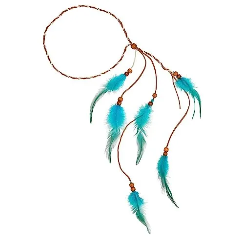 W WIDMANN MILANO Party Fashion 03355 - Indianerstirnband mit Federn, Blau, Hippie, Kopfschmuck, Accessoire, Karneval, Mottoparty