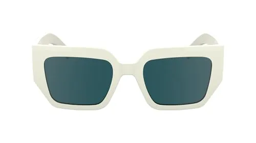 Karl Lagerfeld KL6166S Damen-Sonnenbrille – Stilvolle Acetat-Gestell in Weiß - Sonnenbrillen der Marke Karl Lagerfeld | Modisches Design mit eckigem Vollrand und grünem Glas – ideal für einen eleganten Look im Sommer.