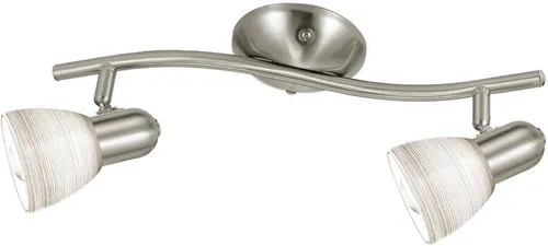 EGLO Deckenlampe Dakar 1 - 2 flammige Deckenleuchte aus Nickel matt - Moderne Deckenlampe mit handgemachter Wischtechnik auf weißem Glas für blendfreies Licht. Ideal zur Akzentbeleuchtung in jedem Wohnstil. E14 Fassung, max. 40 W.