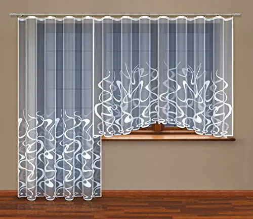 HAFT Gardine - Eleganter transparenter Vorhang (250 x 200 cm) - Schiebevorhang in elegantem Weiß mit Bleistiftfalte. Lässt Tageslicht herein und sorgt für eine helle Atmosphäre. Ideal für Wohnzimmer, pflegeleicht und einfach zu montieren.