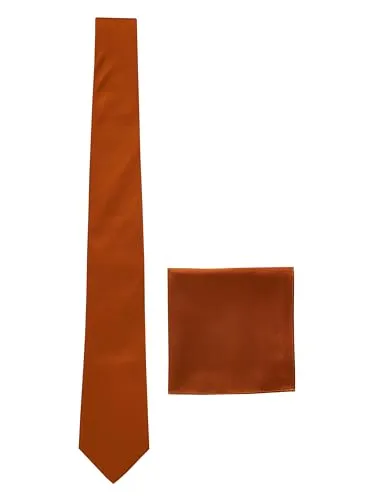 NEXT Herren Regulär Seidenkrawatte und quadratisches Einstecktuch Orange one size