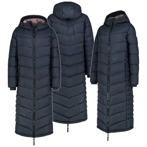 Sublevel Winter Jacke Parka Steppjacke Steppmantel Wintermantel Lange Mantel Extra lang 126 cm, Farbe:Dunkelblau, Größe:XL (42)