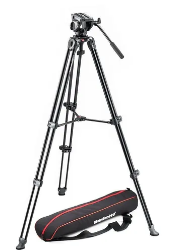 Manfrotto Alu Doppelrohr-Videostativ mit 502 Fluid-Video-Neiger - Stative für Videoproduktion, bietet herausragende Stabilität und präzise Bewegungen dank des 502 Fluid-Video-Neigers.