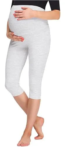 Be Mammy Damen 3/4 Umstandsleggings BE20-258(Melange, XL)