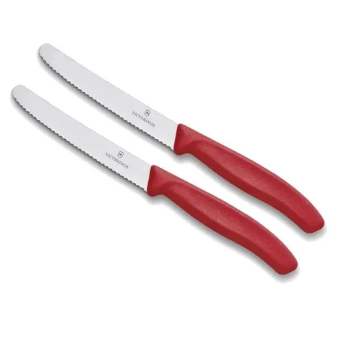 Victorinox  2 x Tafelmesser Brotzeitmesser Messer Küchenmesser Tomatenmesser rot