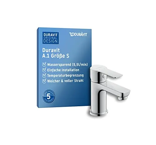 Duravit A.1 Waschtischarmatur Größe S - Duscharmatur mit langlebiger Keramikkartusche und wassersparendem Design, ideal für moderne Badezimmer. Genieße einen angenehmen Strahl und individuelle Temperaturbegrenzung für mehr Sicherheit.