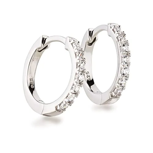 Schöner-SD 15mm Creolen mit Zirkonia - Ohrringe für Damen aus 925 Silber, anlaufgeschützt und mit glitzernden Zirkonia Kristallen verziert. Ideal für zeitlosen Ohrschmuck und perfekt als Geschenk!