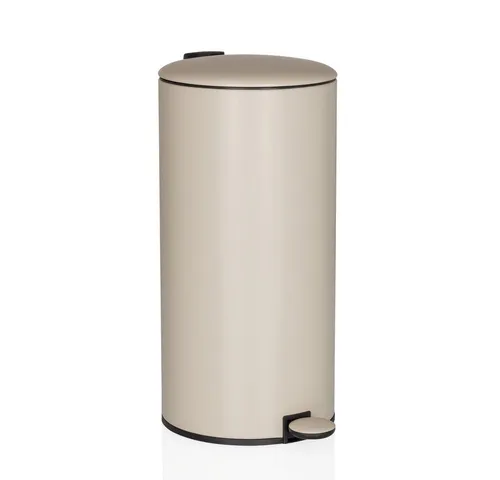 hjh OFFICE Treteimer 30L mit Softclose, Beige - Haushaltszubehör mit 30L Fassungsvermögen und hygienischer Tret-Funktion. Der Soft-Close Deckel schließt leise und der herausnehmbare Inneneimer ermöglicht ein einfaches Entleeren.