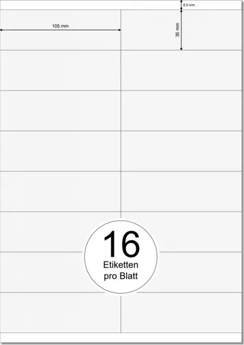 PRINTATION Papier-Etiketten (B105xH35mm) 100xA4 à 16 Eti. 1558483-GP