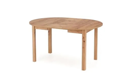Design Esstisch rund HA-400 ausziehbar - Esszimmertisch, ausziehbar von 102-142 cm für flexible Nutzung, elegantes Design in Eiche Gold Craft passend zu jedem Einrichtungsstil.