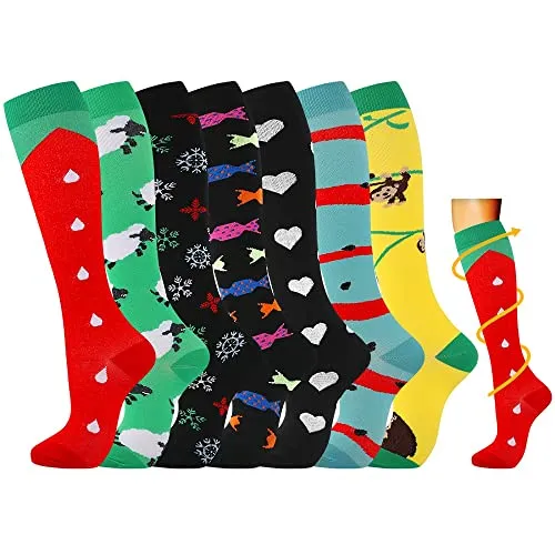 Losvcbcx Kompressionsstrümpfe,2/4/6/7 Paar Kompressionssocken für Damen und Herren mit 15–20 mmHg sind die besten Sport- und Medizinstrümpfe für Krankenschwestern auf Flugreisen