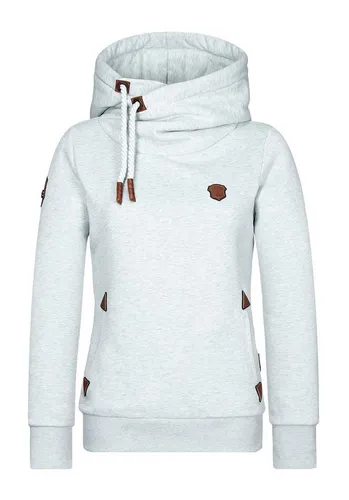 Naketano Damen Kapuzenpullover Nasty Mint Melange, M - Kapuzenpullover für Damen mit Kordelzug, Rippstrickbündchen und seitlicher Reißverschlusstasche – perfekt für lässige Outfits!