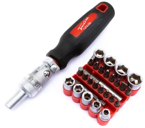 TrendLine Ratschen-Bit-Set, Ratschenschraubendreher mit Softgriff 28-teilig,