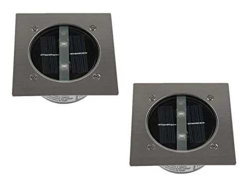 2er SET Solar LED Bodeneinbaustrahler 4-eckig aus Edelstahl und Glas - Wegeleuchten im 2er SET, wartungsfrei und robust aus Edelstahl, ideal für Innen- und Außenbereiche. Genießen Sie bis zu 8 Stunden Licht bei solarbetriebenem Betrieb und einfacher Installation ohne Verkabelung.