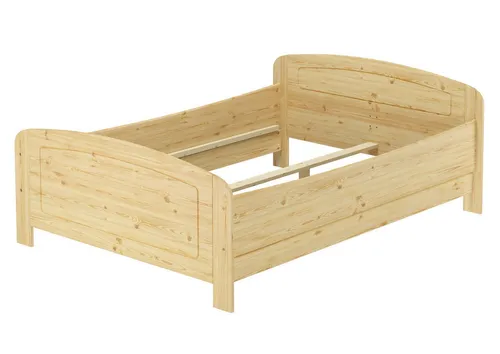 ERST-HOLZ Massivholzbett Holzbett 140 x 200 cm Seniorenbett Doppelbett Kiefer Massiv, Kiefer farblos lackiert