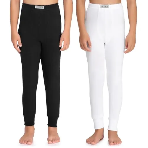 Ladeheid Thermounterhose Kinder Termo warm und bequem Lange Unterhosen Jungen aus Baumwolle Knöchellänge für Winter und kalte Tage Alltag Schule Outdoor LA40-248 (Schwarz/Weiß, 152)