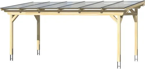 Skan Holz Terrassenüberdachung Sanremo 648 x 300 cm - Freistehende Terrassenüberdachung aus hochwertigem Leimholz mit 16 mm Polycarbonat-Dach, ideal für sofortigen Aufbau ohne Grundierung.
