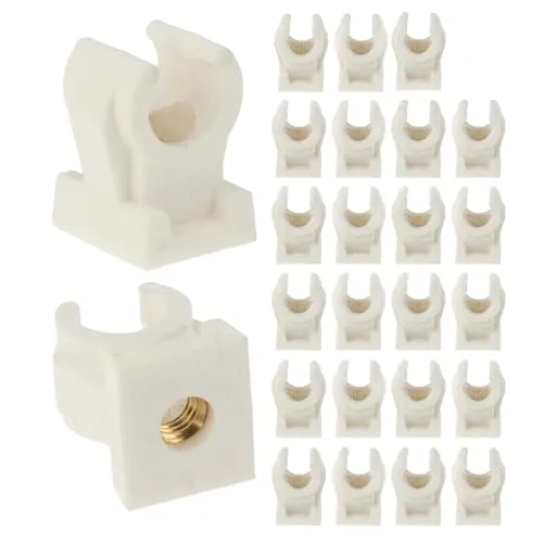 tecuro 25 Stück Rohrclip Rohrschelle Klemmschelle einfach 16/18mm - mit Messing Gewindebuchse M6, aus Kunststoff - Weiß, für Rohre und Schläuche Ø 16/18 mm