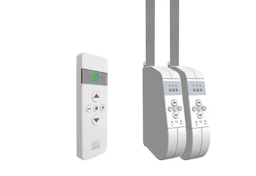 WIR elektronik Rollladengurt-Antrieb WIR SET FB-9 mit eW930-F - Rollläden-Gurtwickler mit automatischen Funktionen und Funkfernbedienung für höheren Komfort und Sicherheit im Brandfall. Einfache Montage ohne Wandarbeiten.