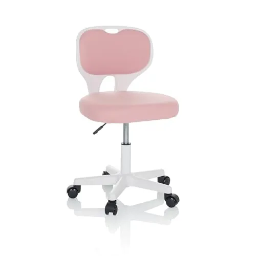 hjh OFFICE Kinder Schreibtischstuhl KIDDY TOP W - Mitwachsender Drehstuhl in Rosa - Bürostuhl für Kinder, stufenlos höhenverstellbar und ergonomisch geformt. Ideal für eine individuelle Anpassung an wachsende Körpergrößen.