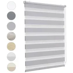 Doppelrollo Duo Rollo Klemmfix ohne Bohren für Fenster Rollos Jalousie Faltrollo, Sekey, freihängend, Klemmträger, Montage mit oder ohne Bohren möglich grau 90 cm x 150 cm