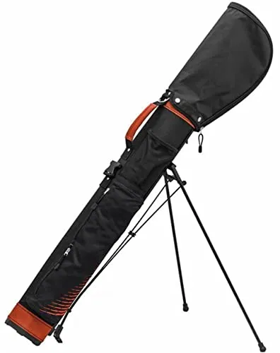 Longridge Ultra Light 5' Golf Stand Bag, Schwarz/Rot - Golf-Reisetasche, ultraleicht mit nur 1,84 kg, ausgestattet mit gepolstertem Schultergurt und abnehmbarer Kapuze für höchsten Tragekomfort.