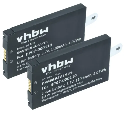 vhbw 2x Akku Ersatz für Wasp 63380892051 für Barcodescanner POS (1100 mAh, 3,7 V, Li-Ion)