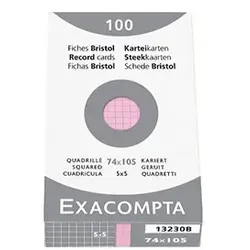 Exacompta Karteikarte 13230B DIN A7 kariert rosa 100 St./Pack.