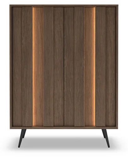 yourhouse24 AMARO Highboard 94cm – Eiche Dunin mit Lamellen und LED