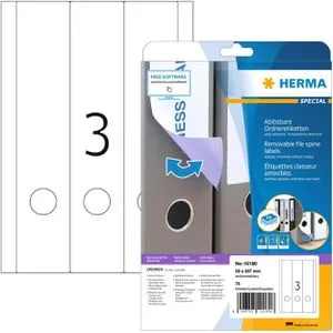 Herma Rückenschilder 10180, weiß, 59 x 297mm, selbstklebend, ablösbar, 75 Stück