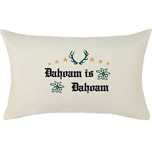 EXPRESS-STICKEREI Dahoam is Dahoam Hirsch Kissen mit Hirschgeweih Landhausstil Dekokissen Country Chic traditionelle Wohnzimmer Dekoration Zierkissen mit Füllung Sofakissen groß | 40x60cm | beige