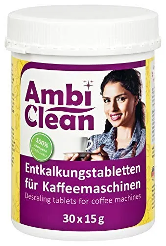AmbiClean Entkalkungstabletten für Kaffeemaschinen | Made in Germany | Für Kaffeevollautomaten Jura, Siemens, Krups, Melitta, Bosch uvm.| Reinigung und Entkalkung (30 Tabletten)