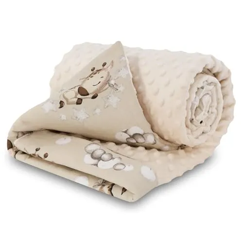 Babydecke Kuscheldecke Baby Decke Ganzjahresdecke mit Plüschstoff 75x100 cm - Kinderdecke Kinderwagen Blanket Babydecken Kinderwagendecke und Erstausstattung für Neugeborene und Kinder Oeko-Tex