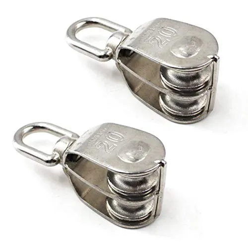 M20 Doppelrolle 304 Edelstahlrolle Flaschenzug 2 Stück (Laden: 75KG)