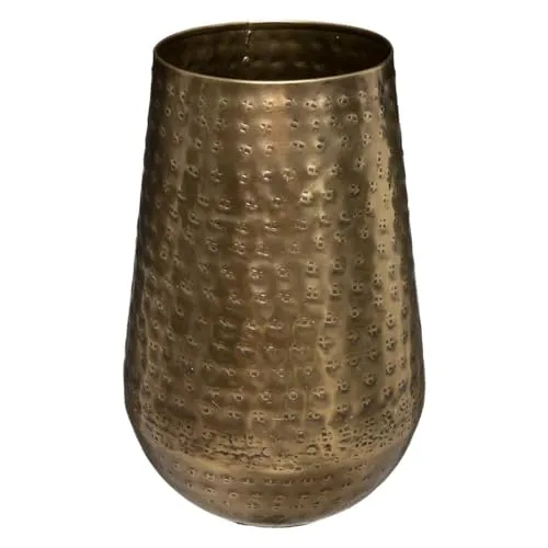 Atmosphera - Vase Oasis - Goldfarbenes gehämmertes Metall - H. 23 cm - Vase Oasis aus goldfarbenem gehämmertem Metall, Höhe 23 cm, ideal für stilvolle Dekoration und als Blickfang in jedem Raum.
