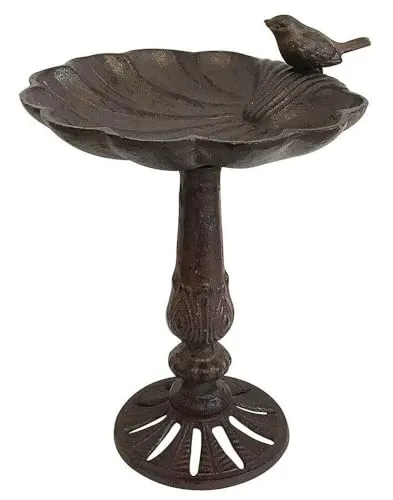 zeitzone Vogeltränke Muschel Gusseisen auf Ständer Vogelbad Muschelform Antik-Stil