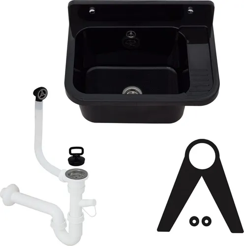 VIGO Ausgussbecken 10462 - Schwarz - Praktisches Ausgussbecken für Garten, Garage und Werkstatt, aus hochwertigem Polypropylen, leicht zu reinigen und beständig gegen Verfärbungen.