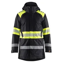 Blakläder High Vis Winterparka 4485 - Schwarz/High Vis Gelb, Größe: 3XL - Robuster High Vis Winterparka mit gestepptem Futter für optimale Wärme. Wind- und wasserdicht mit abnehmbarer Kapuze, ideal für den professionellen Einsatz. Verstellbare Taille und praktische Seiteneingänge für höchsten Komfort.