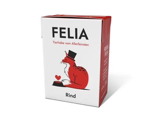 FRED & FELIA FELIA Rind (10er Pack) - Hochwertiges Nassfutter für Katzen - Hochwertiges Nassfutter mit hohem Fleischanteil aus feinstem Rindfleisch und Rinderherzen. Getreidefrei und ohne künstliche Zusätze, für artgerechte Ernährung und beste Qualität. Hergestellt in Bayern.