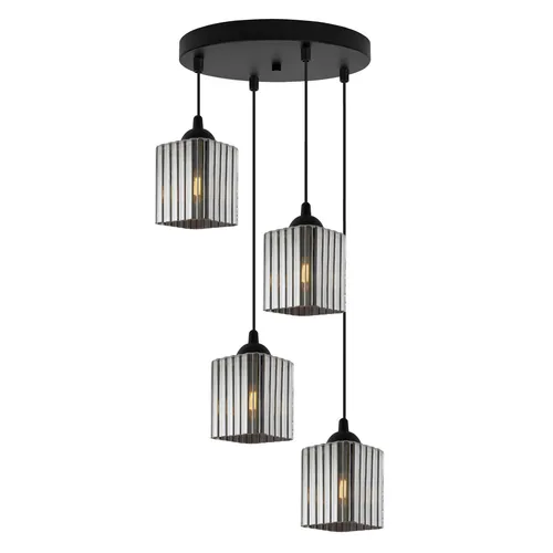 LAMPA WISZĄCA RIFFLE CZARNA 4-PŁ GRAFIT SZEŚCIAN E27 OW