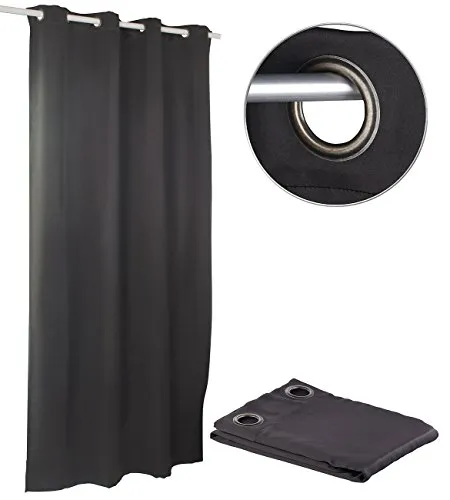 Carlo Milano Ösenvorhang: Verdunkelungs-Vorhang mit weiten 4-cm-Ösen, 145 x 245 cm, schwarz (Vorhang Blickdicht, Blickdicht Thermo, Beamer Leinwand)