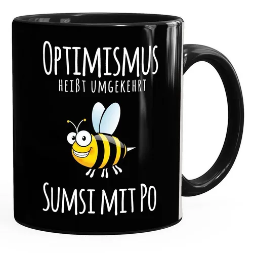 MoonWorks Tasse Kaffee-Tasse Spruch Optimismus heisst umgekehrt Sumsi mit Po Bürotasse Motiv Biene MoonWorks®, Keramik