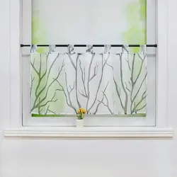 Kurzgardine scheibengardine, Weiß, Hellgrau, Textil, Ranken, 90x45 cm, ohne Technik, Wohntextilien, Gardinen & Vorhänge, Fertiggardinen, Scheibengardinen